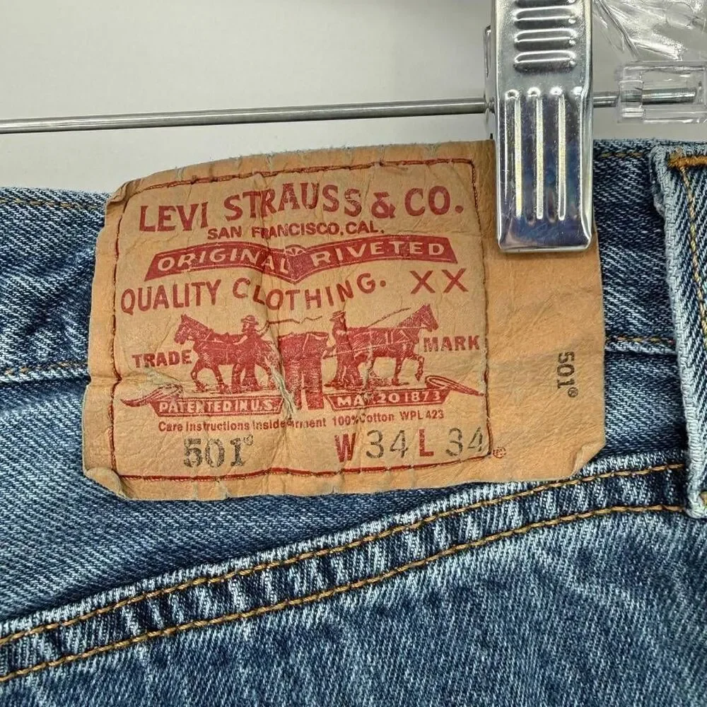 Levi's Jeans Men's 501 XX Straight Leg Blue Denim Size 34x34